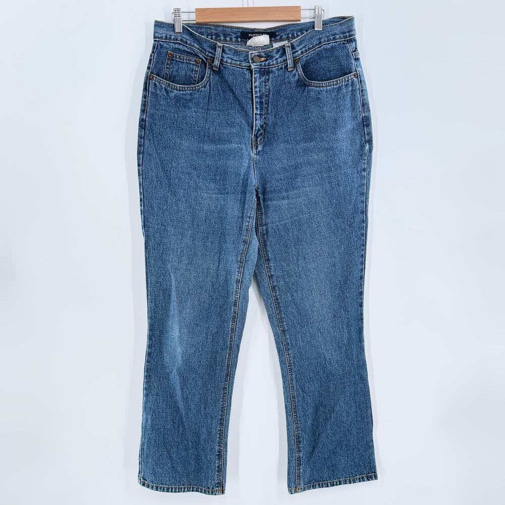 Bill Blass Perfect Fit Medium Wash Straight Leg Denim Jeans Size 14